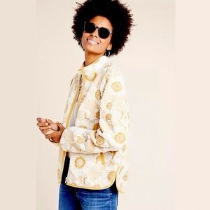 Anthropologie Tilly embroidered Sherpa jacket